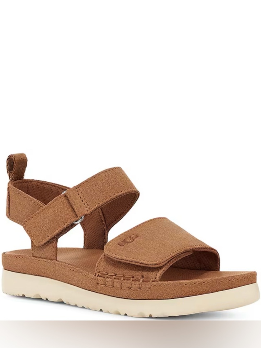 UGG Kids Girls Chestnut Suede Two-Strap Hook-and-Loop Sandal